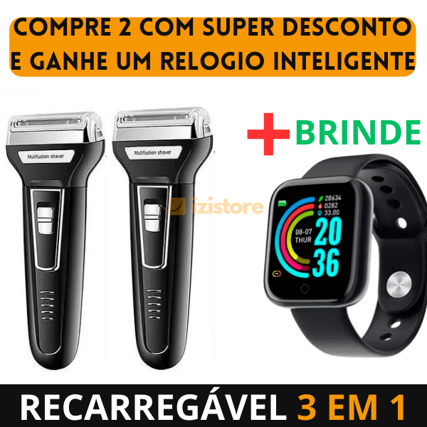 Barbeador Elétrico iziKemei 3 Em 1 (Barba, Cabelo, Nariz) - [FRETE GRÁTIS + RELOGIO INTELIGENTE DE BRINDE HOJE] - izistore