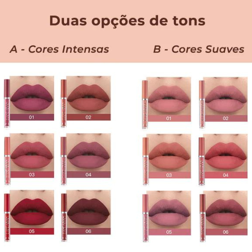 Kit Sexy lipsticks izi® - Batons Matte Handaiyan [PAGUE 3, LEVE 6] + FRETE GRÁTIS + Brinde Secreto - izistore